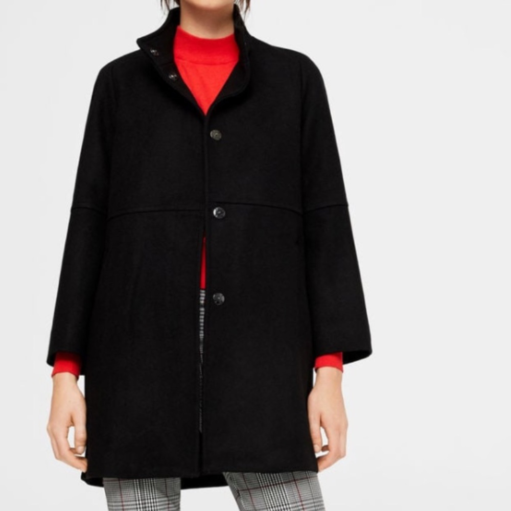 Mango Wool Coat Black